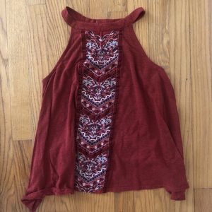 Eyeshadow Halter-Neck Embroidered Shirt